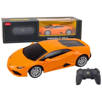 Pomarańczowe auto R/C Lamborghini Huracan 1:24 na białym tle
