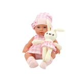 Zestaw: lalka bobas z nosidełkiem i pluszowym króliczkiem