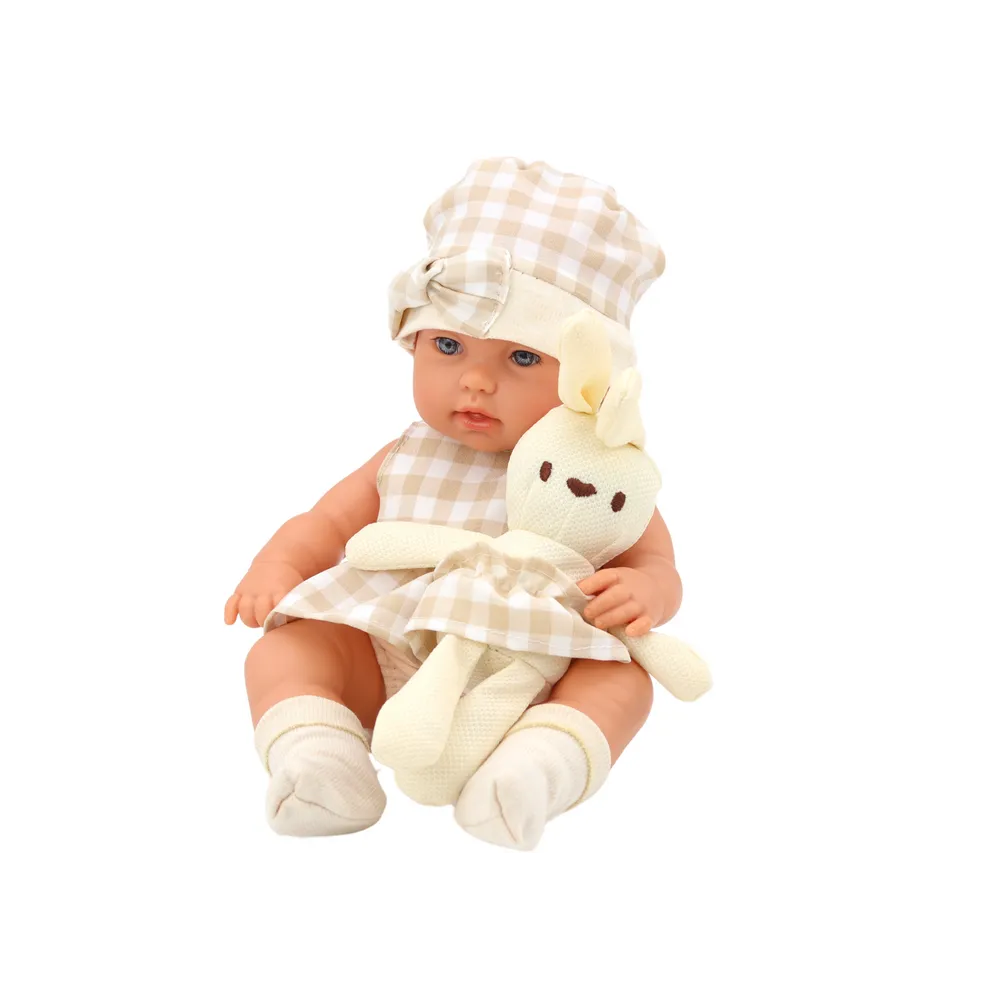 Zestaw lalka bobas z pluszowym króliczkiem i miękkim nosidełkiem