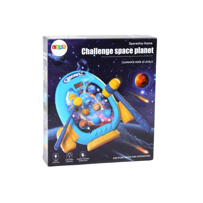 Efekt dymu i kolorowe światła podczas gry Wac A Mole Planety Rakieta