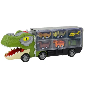Ciężarówka Dinozaur Transport Resoraków 6szt Światła Dźwięki Zielony