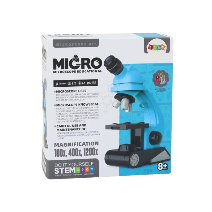 Niebieski mikroskop dziecięcy gotowy do naukowych obserwacji