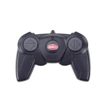 Widok boczny samochodu zdalnie sterowanego Bugatti Chiron 1:14 na ciemnym tle