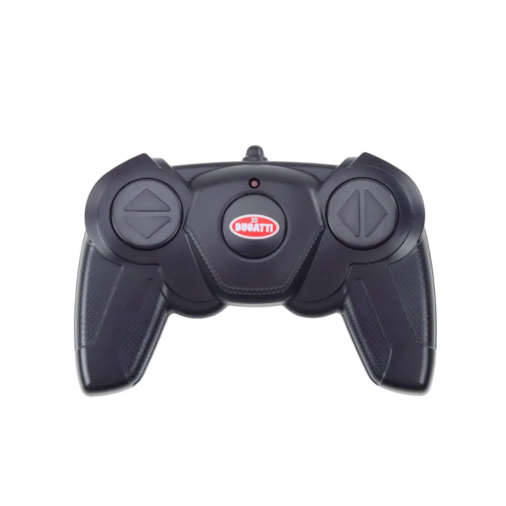 Widok boczny samochodu zdalnie sterowanego Bugatti Chiron 1:14 na ciemnym tle