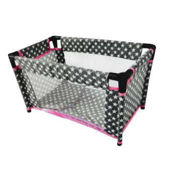 Bezpieczne łóżeczko dla lalek z siateczkowymi bokami i certyfikatem CE