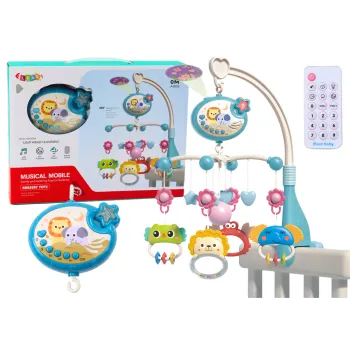 Karuzela do łóżeczka z projektorem gwiazd w kolorze niebieskim