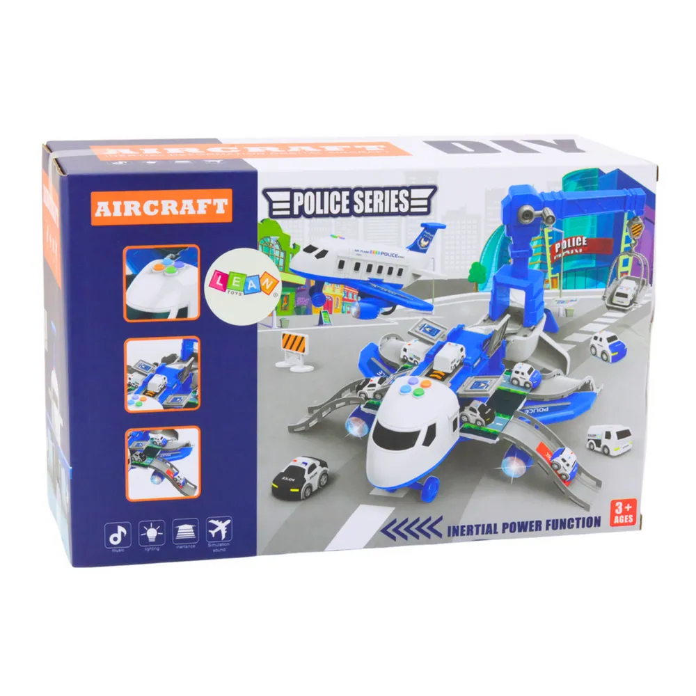 Obrotowy dźwig i mobilny komisariat policji w zestawie dla dzieci