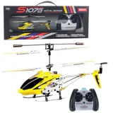 Czerwony helikopter RC Syma S107G z żyroskopem widziany z boku