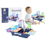 Elektryczny zlewozmywak zabawkowy z akcesoriami dla dzieci na białym tle