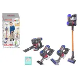 Czarny zabawkowy odkurzacz pionowy z efektami świetlnymi i dźwiękowymi