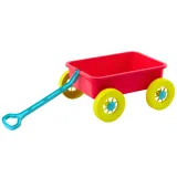 Bezpieczny wózek na zabawki dla dzieci w pastelowym różu na plaży