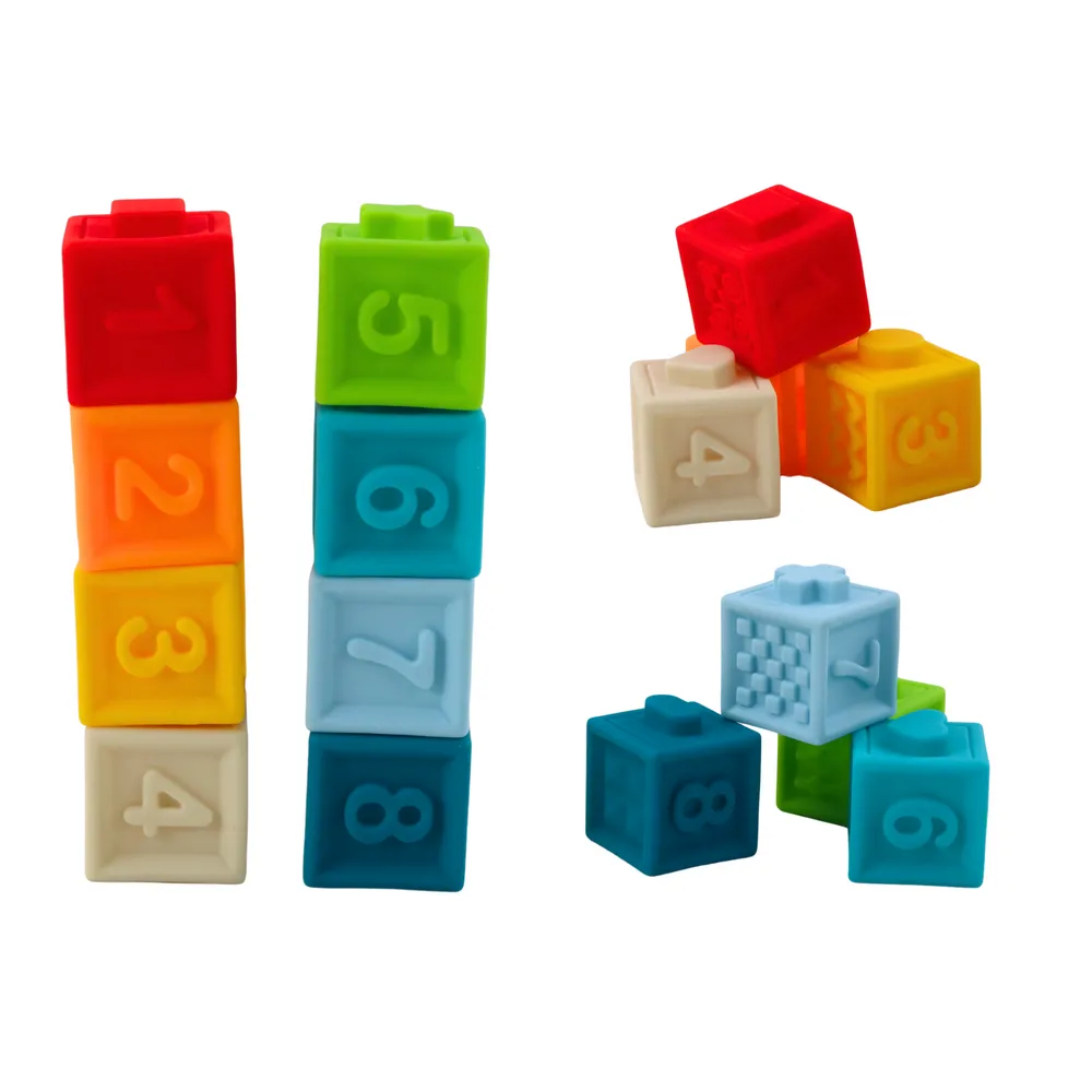 Kolorowe klocki sensoryczne do zabawy podczas kąpieli