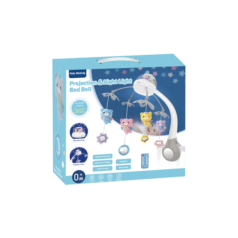 Karuzela dziecięca z melodiami i lusterkiem, mocowana na łóżeczku