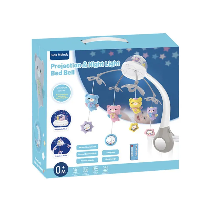 Karuzela dziecięca z melodiami i lusterkiem, mocowana na łóżeczku