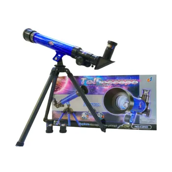 Teleskop edukacyjny na niebieskim statywie z powiększeniem dla dzieci