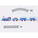 Lokomotywa z trzema wagonami i torami na baterie z efektami świetlnymi