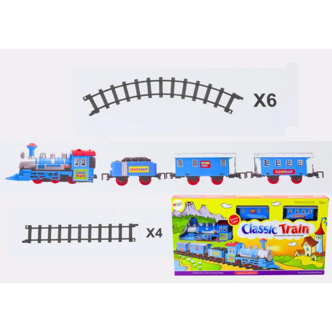 Elementy zestawu pociągowego z torami – zabawka edukacyjna dla dzieci