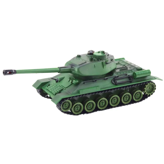Widok z boku czołgu zdalnie sterowanego w kolorze zielonym