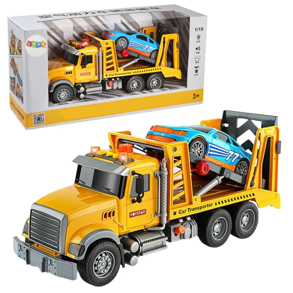 Żółta laweta pomoc drogowa z samochodem sportowym dla dzieci