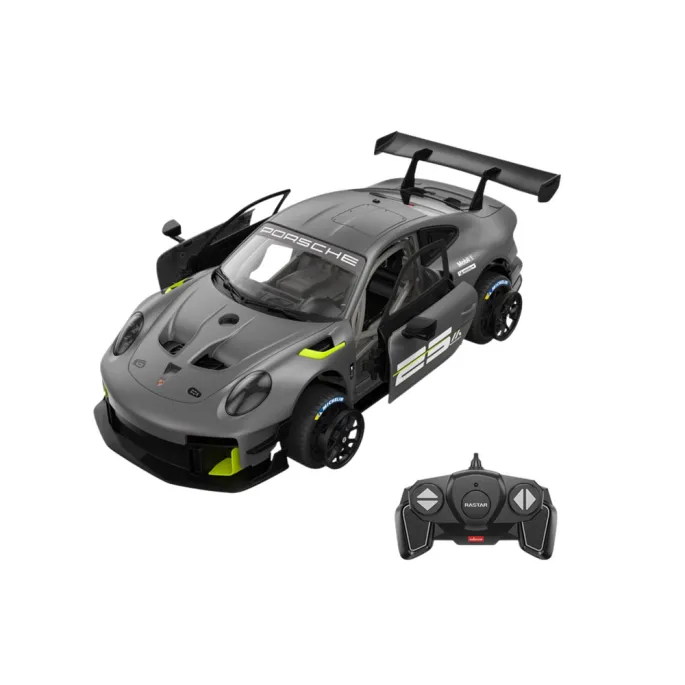 Detal wykonania szarego modelu Porsche 911 GT2 z klocków 68 elementów