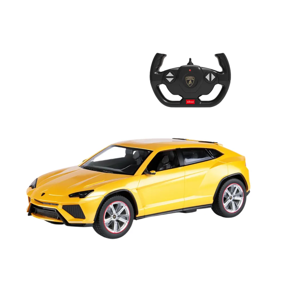 Model RC Lamborghini Urus 1:14 w żółtym kolorze podczas jazdy