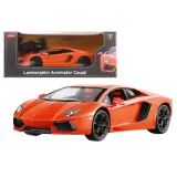 Pomarańczowe auto RC Lamborghini Aventador LP700 w skali 1:14 na białym tle