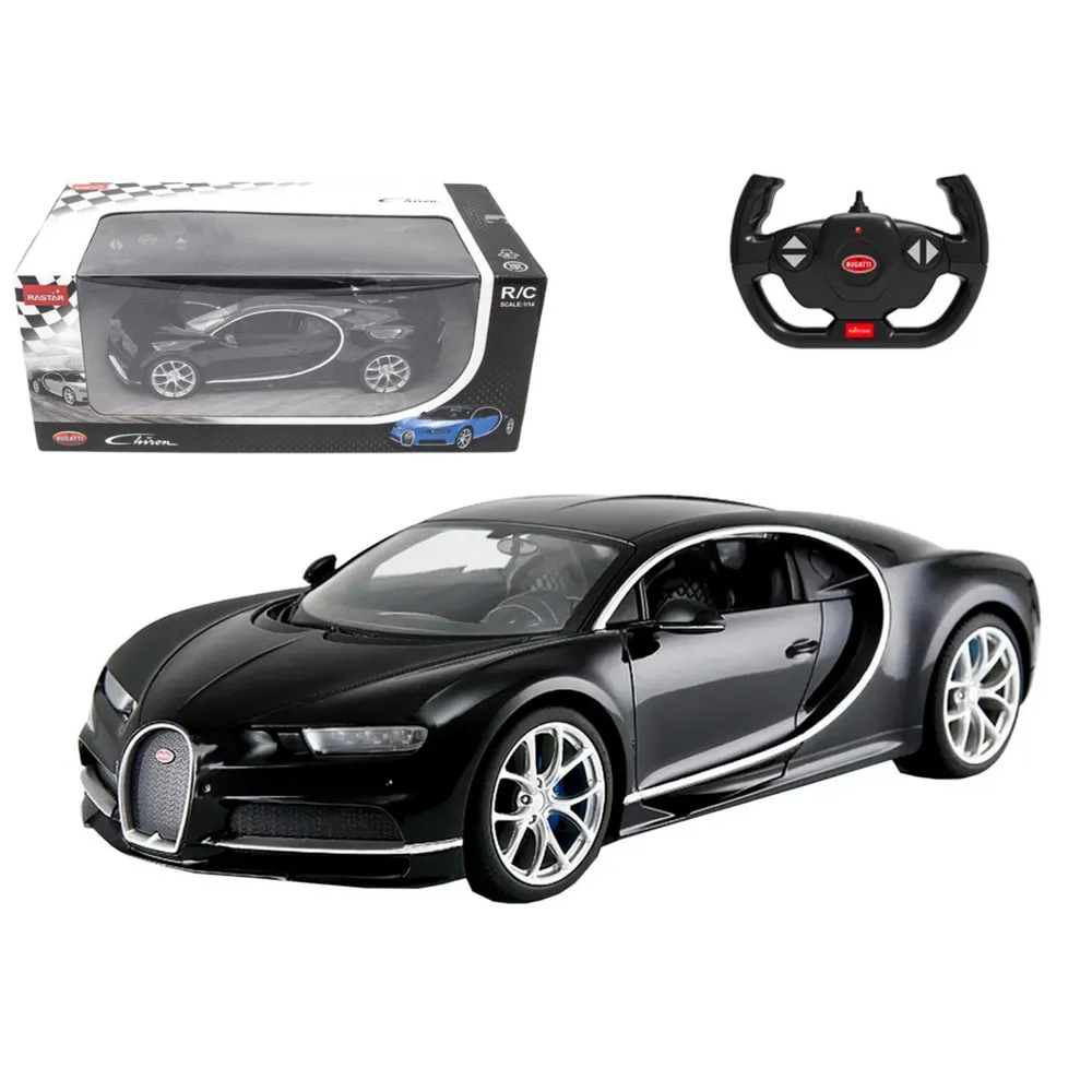 Czarny samochód RC Bugatti Chiron 1:14 – realistyczny model zdalnie sterowany