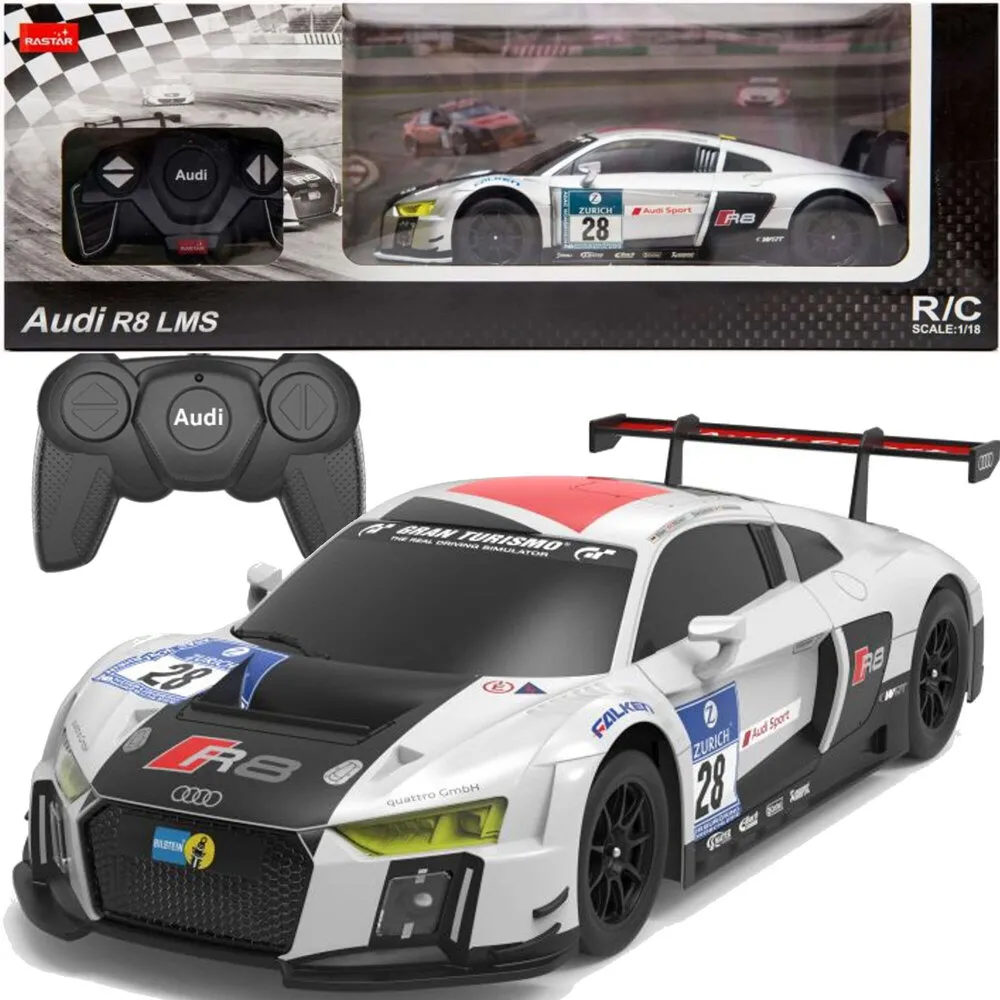 Białe Auto RC Audi R8 LMS 1:24 z pilotem i otwieranymi drzwiami