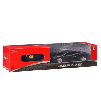 Elegancki samochód RC Ferrari 488 GTB w czarnym kolorze w wersji zabawkowej