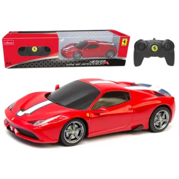 Czerwone auto sportowe RC Ferrari 458 Speciale w skali 1:24 z pilotem