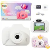 Biały aparat fotograficzny dla dzieci z kartą pamięci 64GB