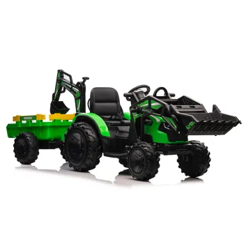 Zielona koparka SX2068 z naczepą do zabawy w budowniczego