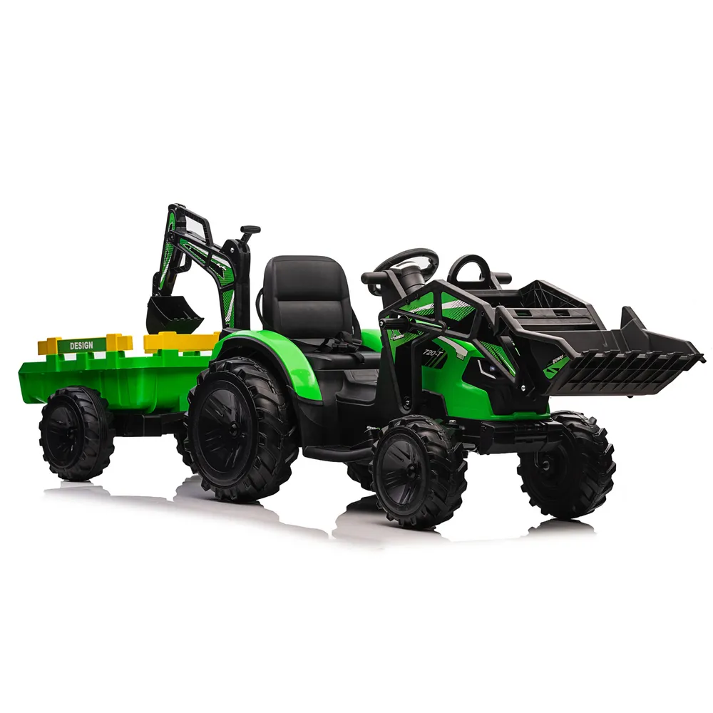 Zielona koparka SX2068 z naczepą do zabawy w budowniczego