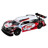 Zdalnie sterowany samochód sportowy z wymiennymi kołami, widok z boku