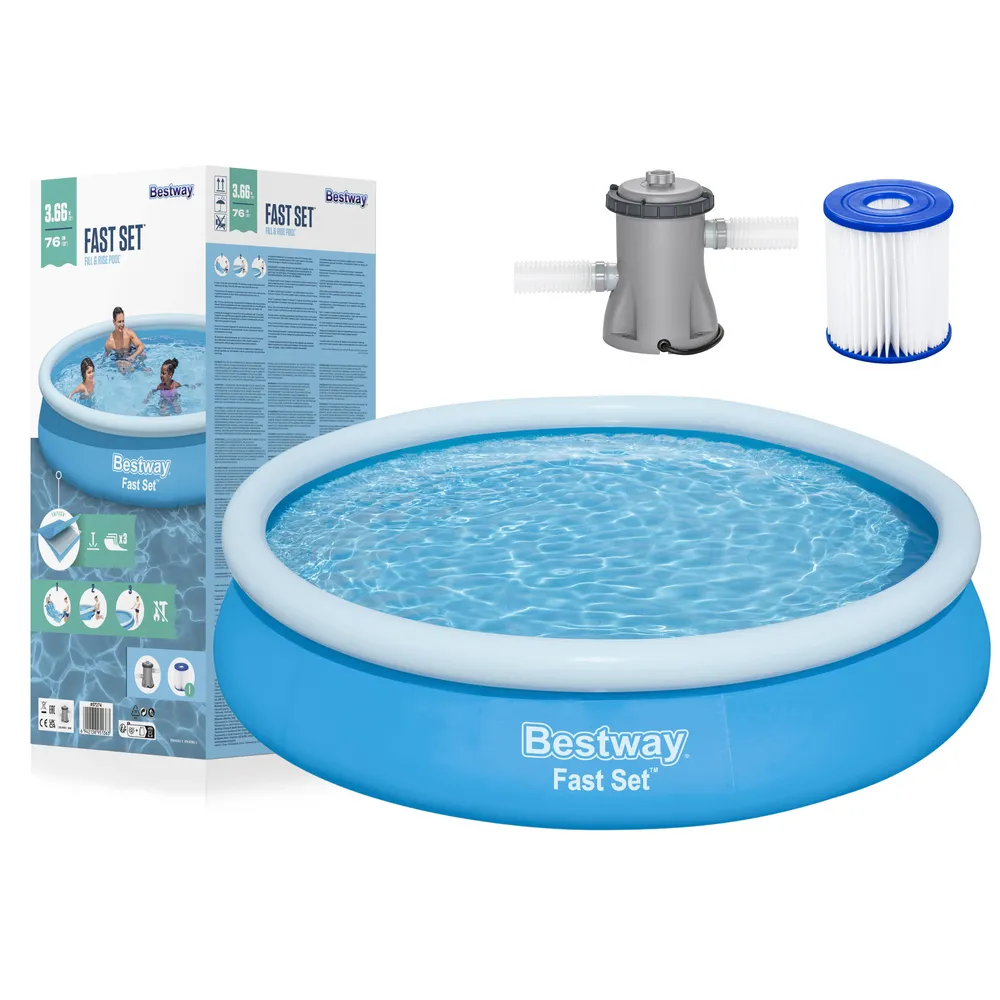 Dmuchany basen rozporowy Bestway w ogrodzie latem