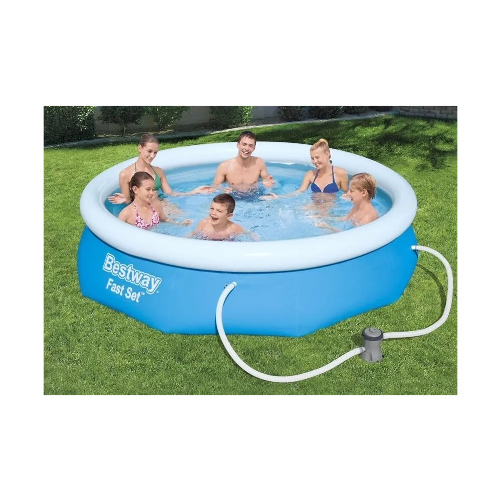 Błękitny basen ogrodowy rozporowy o pojemności 3800 litrów