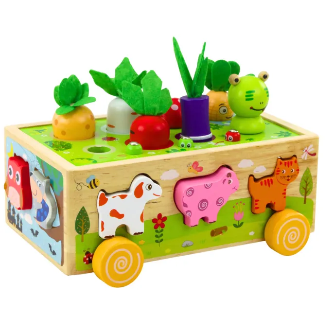 Sorter drewniany wesoła farma z kolorowymi zwierzątkami i dzwonkami