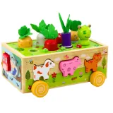Sorter drewniany wesoła farma z kolorowymi zwierzątkami i dzwonkami