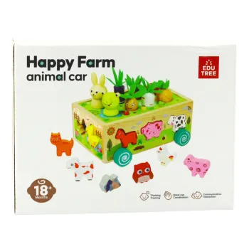 Kolorowa farma edukacyjna z figurkami i bezpiecznymi materiałami