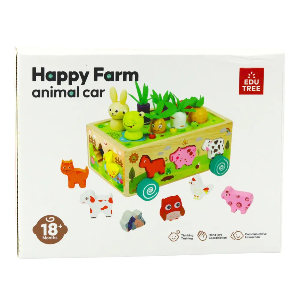 Kolorowa farma edukacyjna z figurkami i bezpiecznymi materiałami