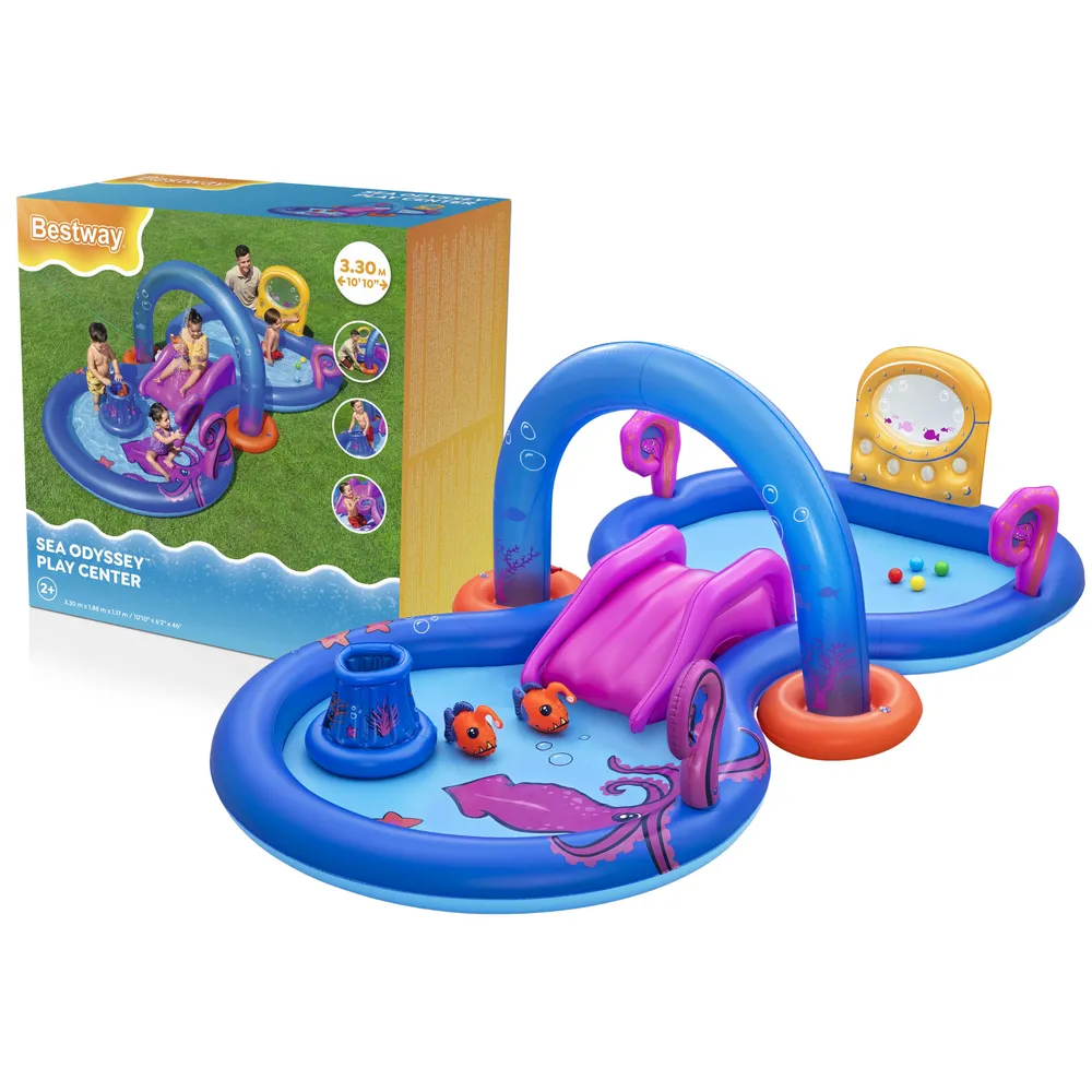 Dmuchany Plac Zabaw Podwodny Świat Bestway z kolorowymi motywami morskimi