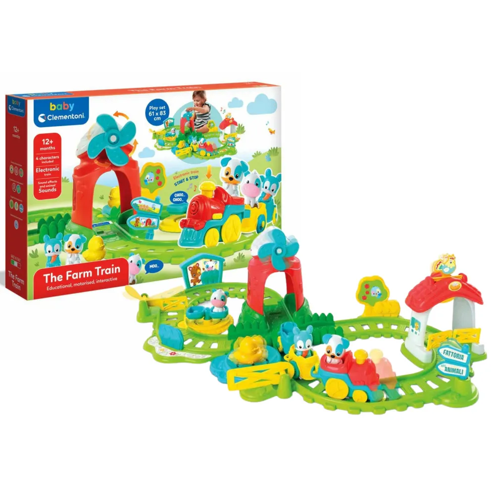 Interaktywny pociąg farmera Clementoni 17391 z wagonikami dla dzieci