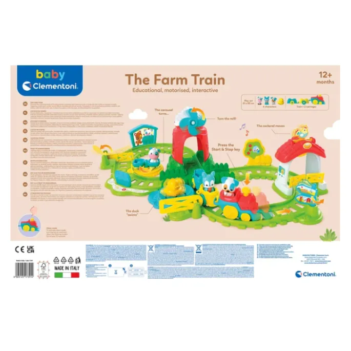 Kolorowy zestaw pociąg farmera Clementoni z efektami dźwiękowymi i ruchowymi