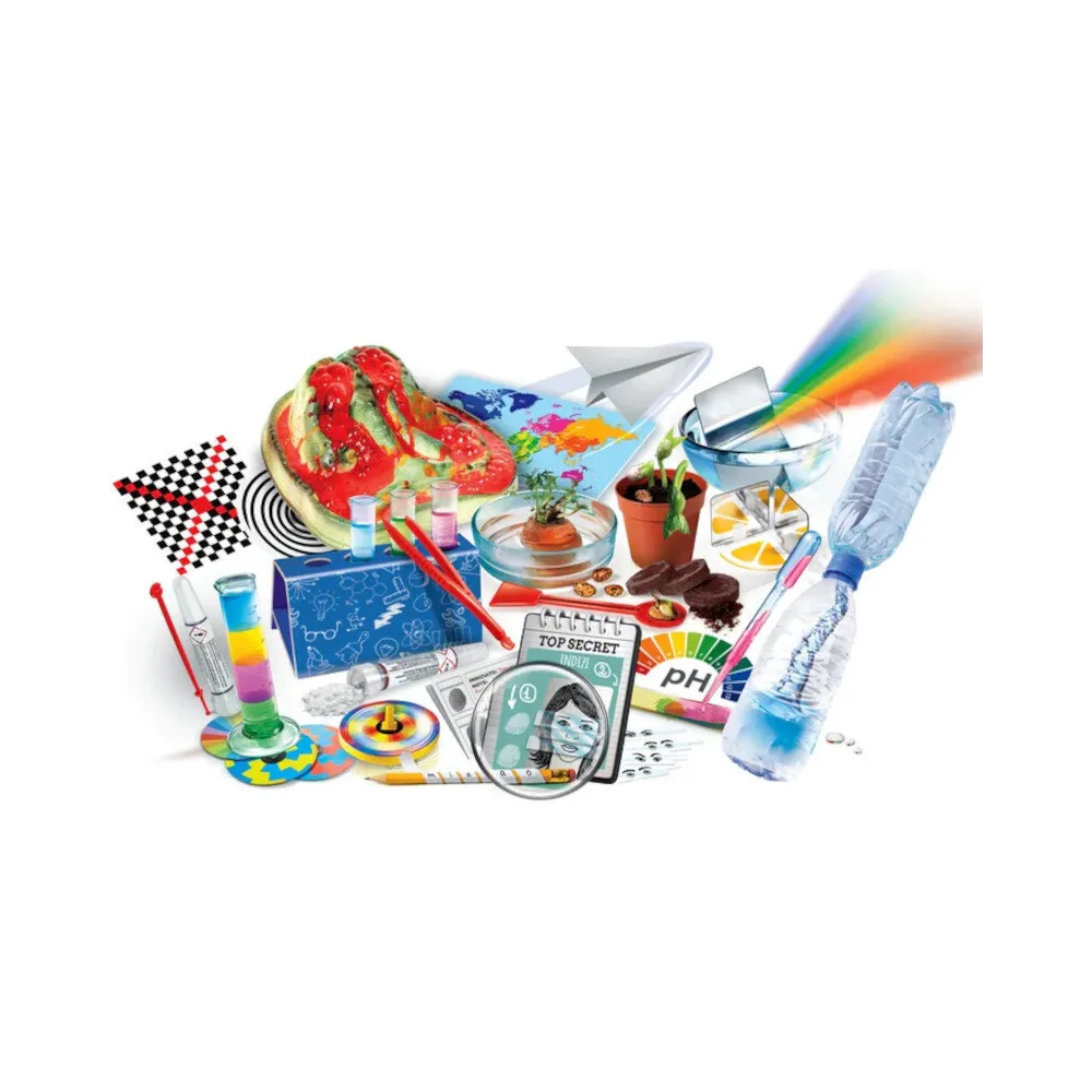 Dziecko przeprowadzające naukowy eksperyment z zestawem Clementoni