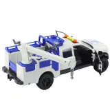 model samochodu serwisowego z dźwigiem, światłami ostrzegawczymi i sygnałami