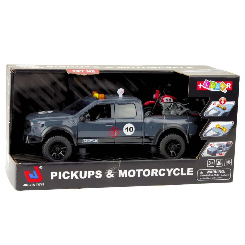 Efekty świetlne i dźwiękowe w samochodzie pickup z motorem na prezent