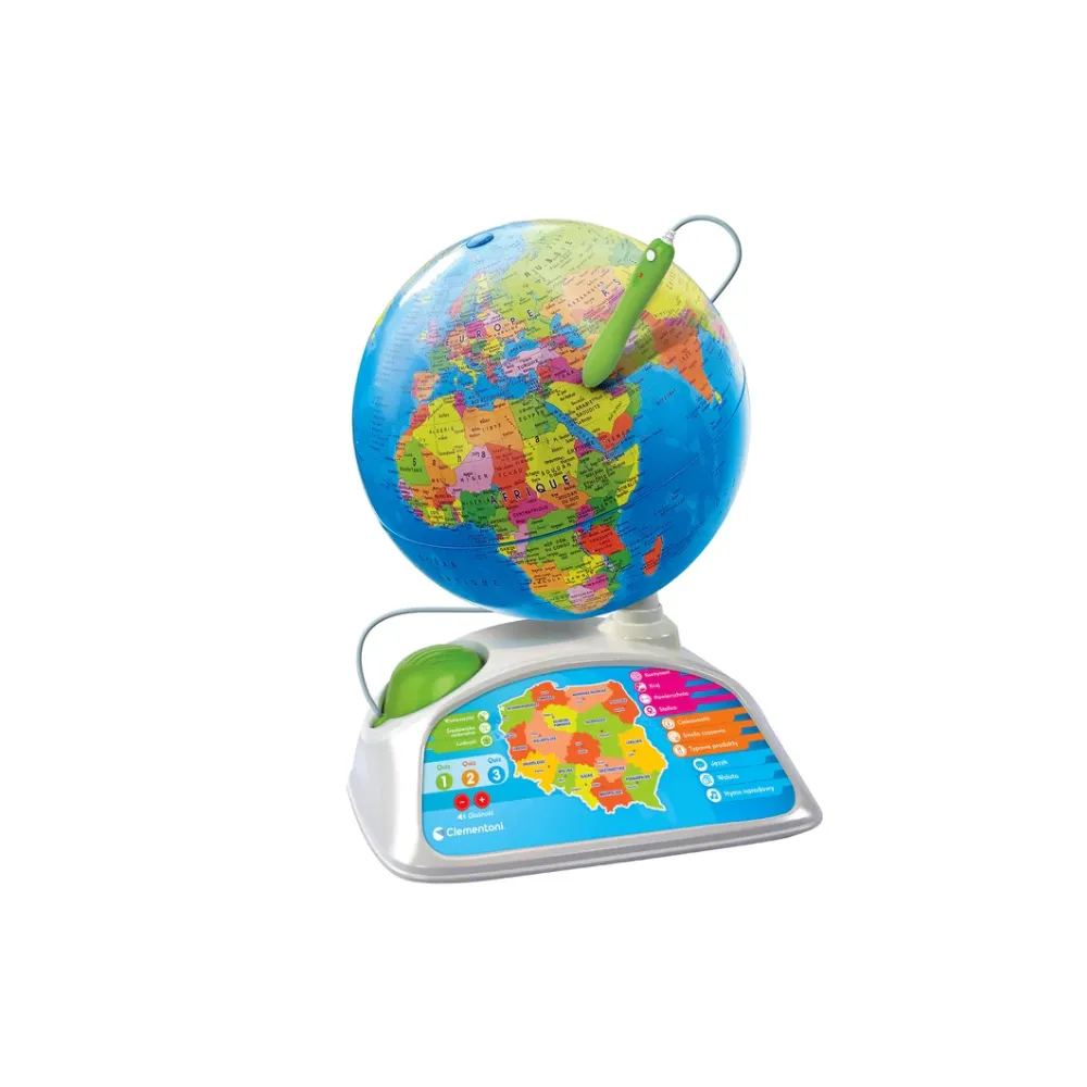 Glob edukacyjny z długopisem do nauki geografii i kultur świata