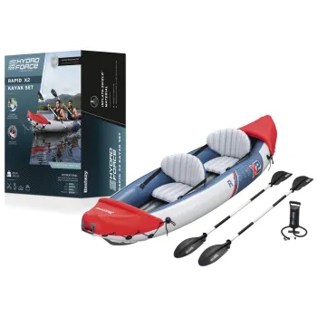 Dmuchany kajak dwuosobowy Bestway 65077 o długości 321 cm na wodzie