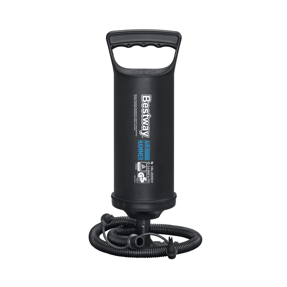 Wytrzymały kajak dmuchany Bestway 65077 z wiosłami i pompką na brzegu jeziora