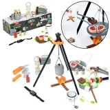 Drewniany zestaw do biwakowania z plecakiem i akcesoriami dla dzieci